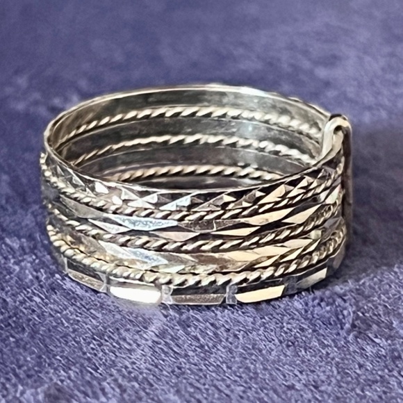 Sterling Silver Multi Band Seven Band Ring - Picture 3 of 8